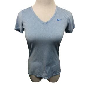 Nike Women's Athletic Cut Dri-Fit Base Layer Tee Blue Stripe SIZE Small